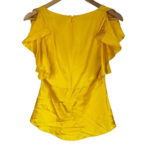 Cinq A Sept Flutter Sleeve Yellow Silk Blouse Women's Size XS New Without Tags - Picture 4 of 10